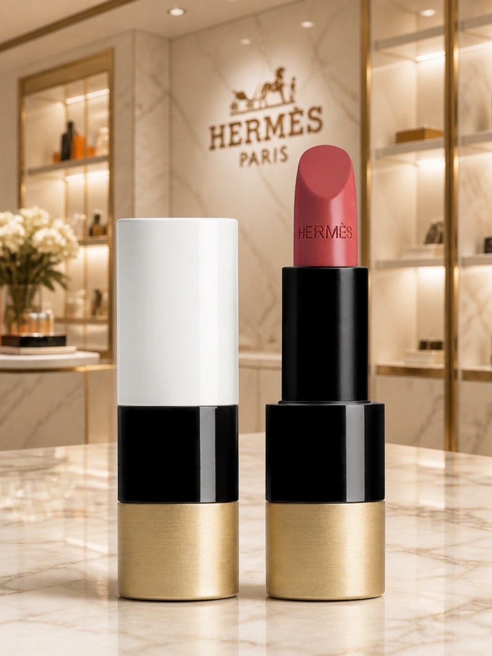 H E R M E S Rouge Hermès Satin Lipstick- ROSE EPICE